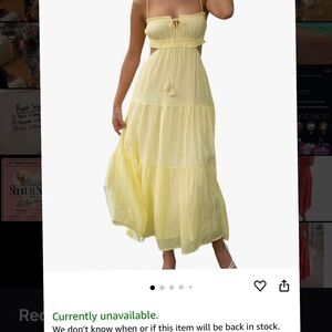Yellow Strapless Ruched Tiered Sundress